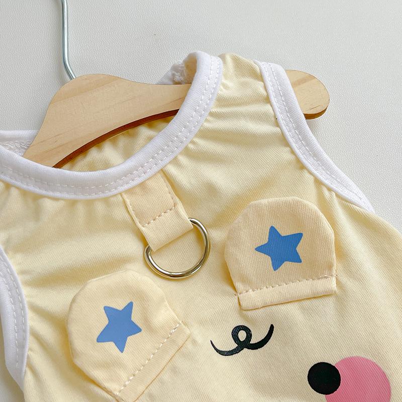 Traction Dog Clothes Spring and Autumn Star Bear Vest Medium and Large Dog Shiba Inu Corgi Home Outdoor Dog Clothes