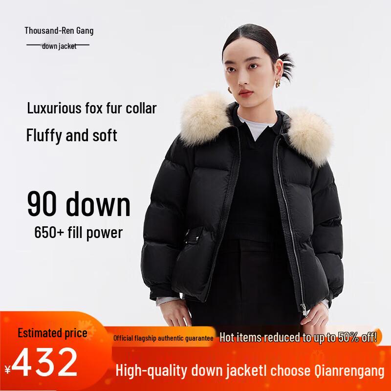 

Qianrengang Women s Fox Fur Collar Duck Down Parka Y299202B S