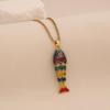 3D Vivid Carp Tropical Fish Pendant Necklace Colorful Stainless Steel Chain