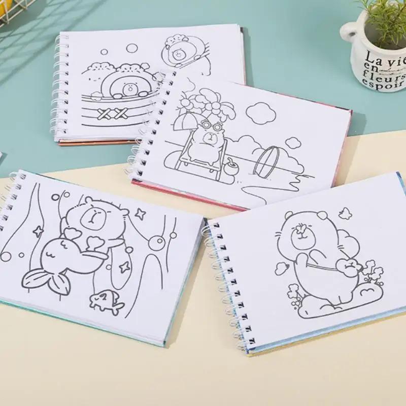 Cartoon Graffiti Malhefte Malbuch Niedliche Wasserschwein-Figuren Malbuch Kinder Tiermotiv Graffiti-Buch Geschenk