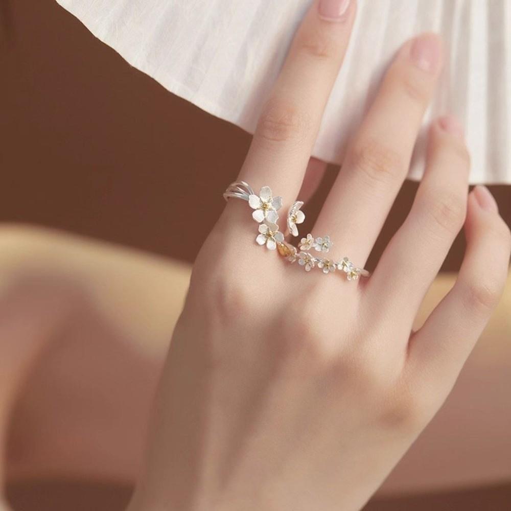 Delicate Design Adjustable Rings Elegant Women Jewelry Ornaments Flower Opening Rings Gift
