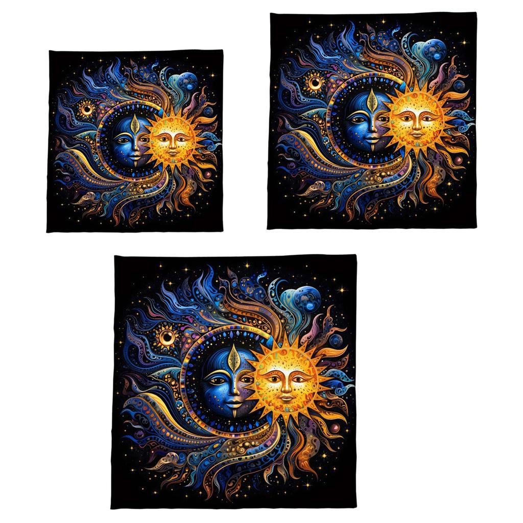 Tarot Card Tablecloth Altars Cloth Sun and Moon Astrologys Tablecloth Divinations Card Mat Tapestry Wall Decoration