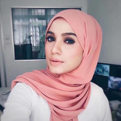 Women's Pearl Chiffon 40-color Turban Ethnic Style Baotou Muslim Scarf