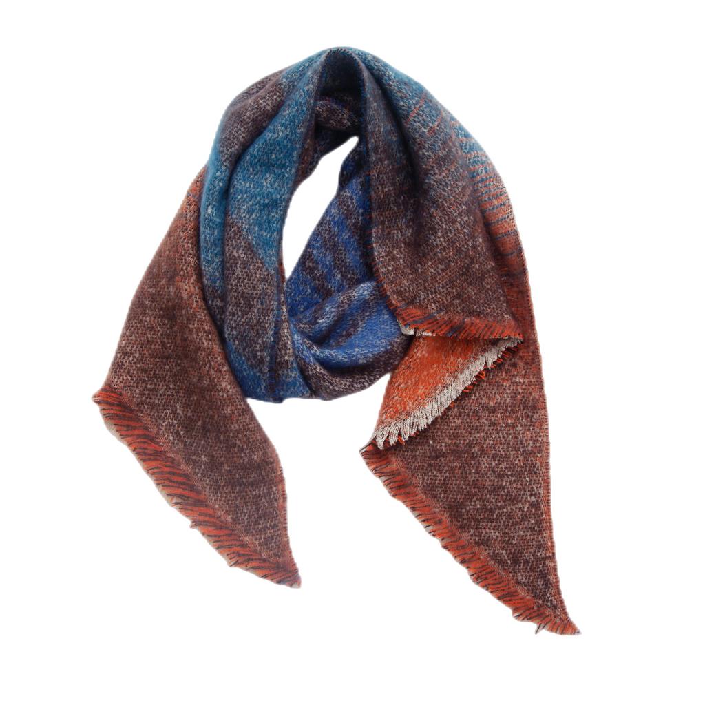 Women's Autumn Winter Thick Striped Star Print Scarf Warm Shawl