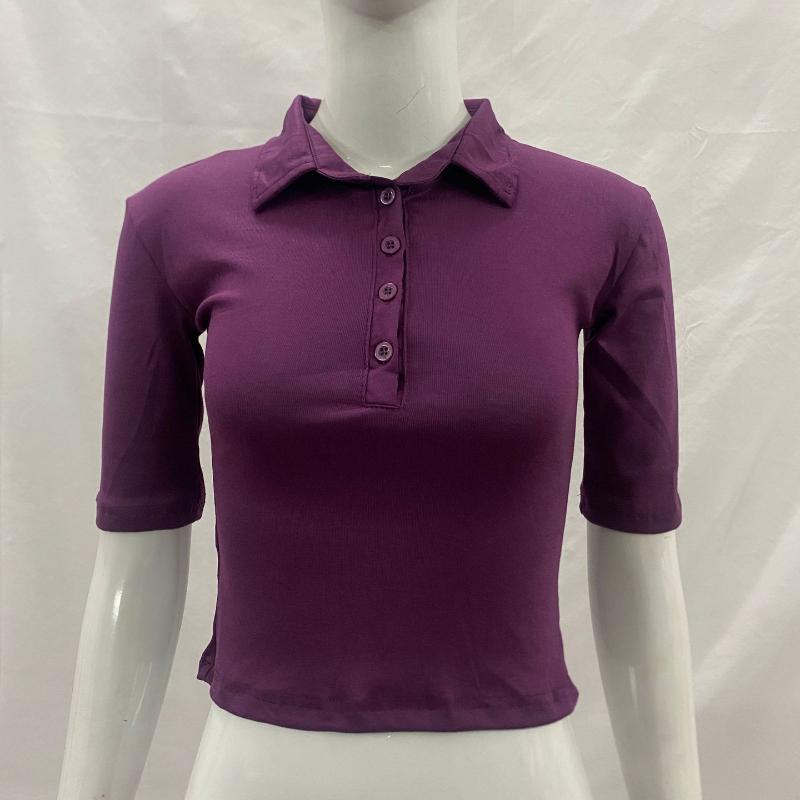 

Summer European and American Y2K mid sleeve lapel button POLO slim fit T-shirt XL фіолетовий