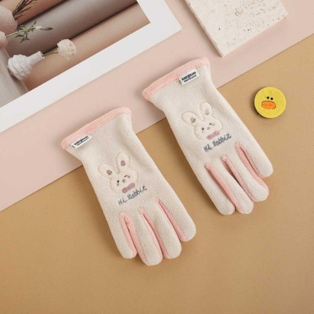 Plush Ski Gloves Polar Fleece Full Finger Gloves New Windproof Coldproof Gloves Autumn and Winter