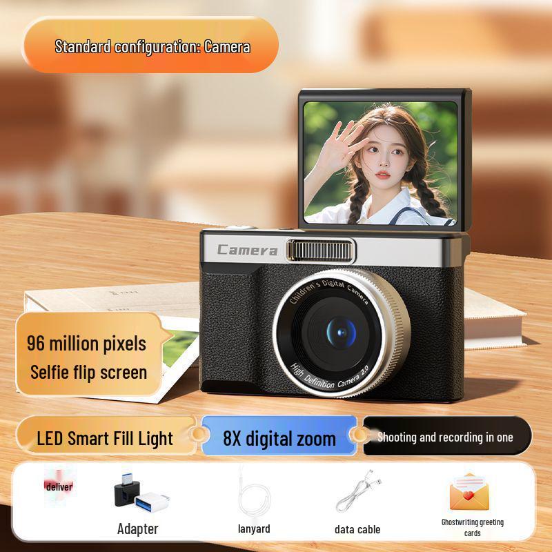 

9600W Flip Screen CCD Digital Camera - Influencer, Student Selfie & Portable Entry-Level Card Camera