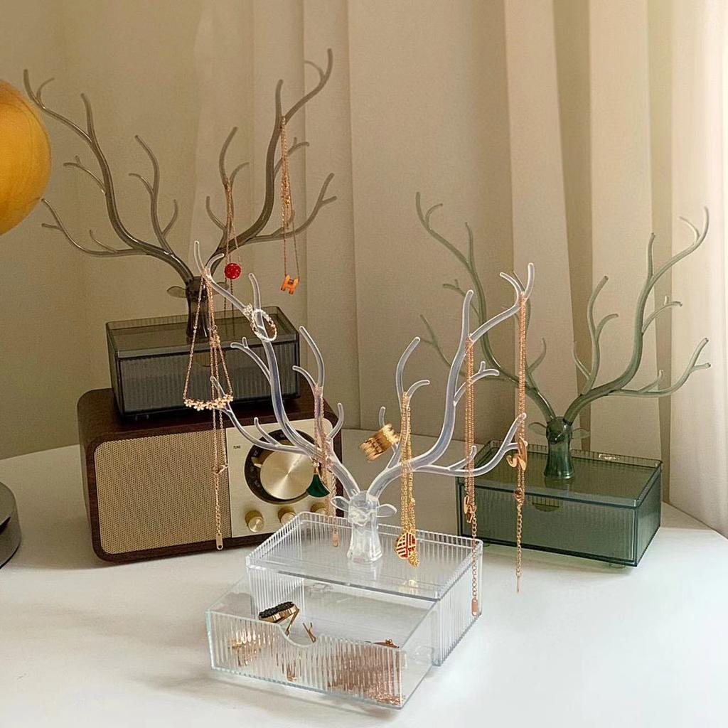 Schmuckorganisator mit Hirsch-Thema Ohrstecker- & Armband-Hängegestell Desktop-Aufbewahrungs-Präsentationsständer mit Schmuckablage für Ohrringe, Ringe & Accessoires
