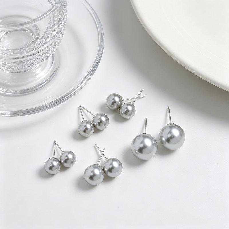 999 Sterling Silver Pearl Stud Earrings for Women – High-End, Strong Luster, Perfect Round Shi Family Jewelry 999 Sterling Silver