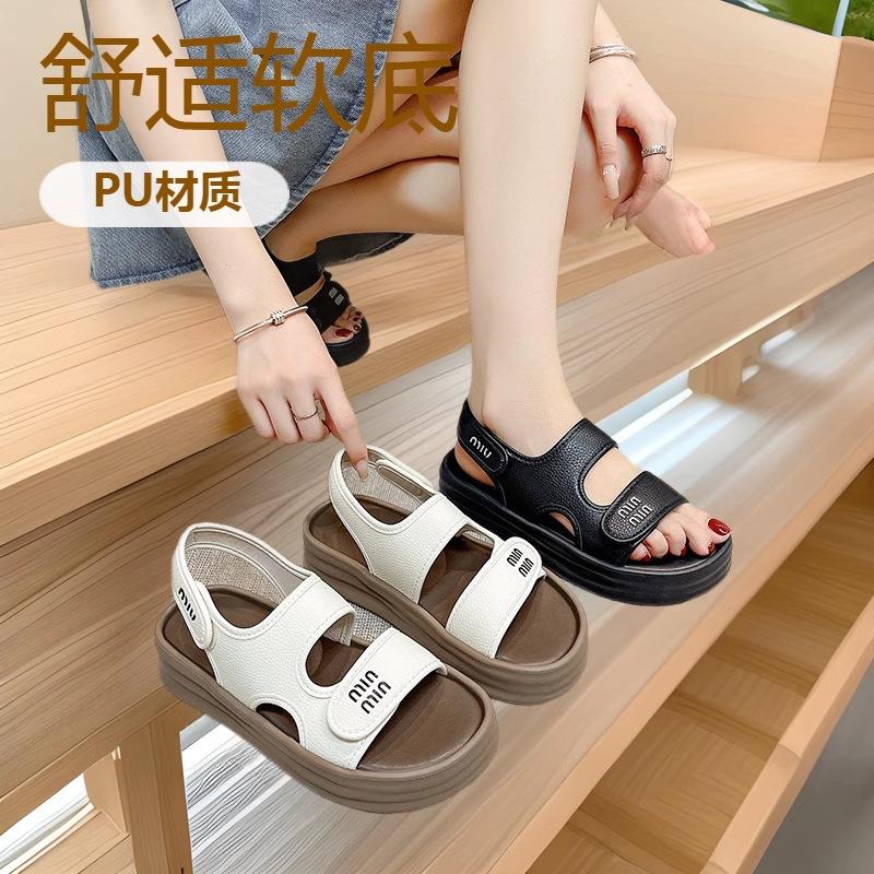 Woman Flat Slippers 2025 Summer Comfortable Anti Slip Fashion Slippers Platform Outdoor Peep Toe Beach Shoes Sandálias Planas