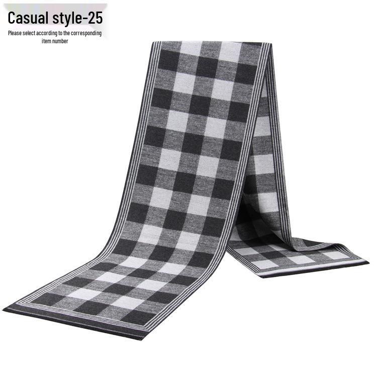 Men's Autumn & Winter Plaid Imitation Cashmere Scarf - Warm & Thick Custom Design