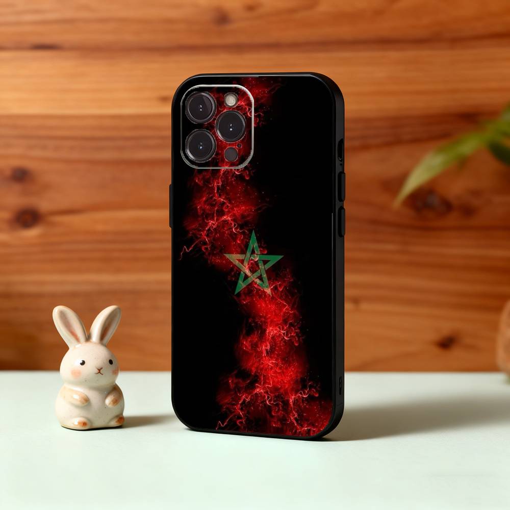 M-Morocco Flag Phone Case For iPhone17,16,15,14,13,12,Plus,Pro Max, 5G Others Soft Black Cover