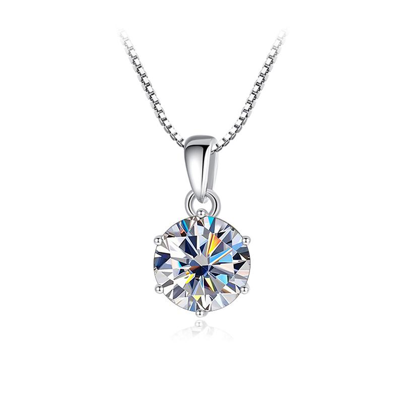 Butterflykiss 1 CT Real Moissanite Pendant Necklace For Women Top Quality 925 Silver Wedding Party Bridal Fine Jewelry