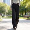Pantaloni Larghi da Donna in Lana a Vita Alta Vestibilità Larga per Uso Casual Primaverile