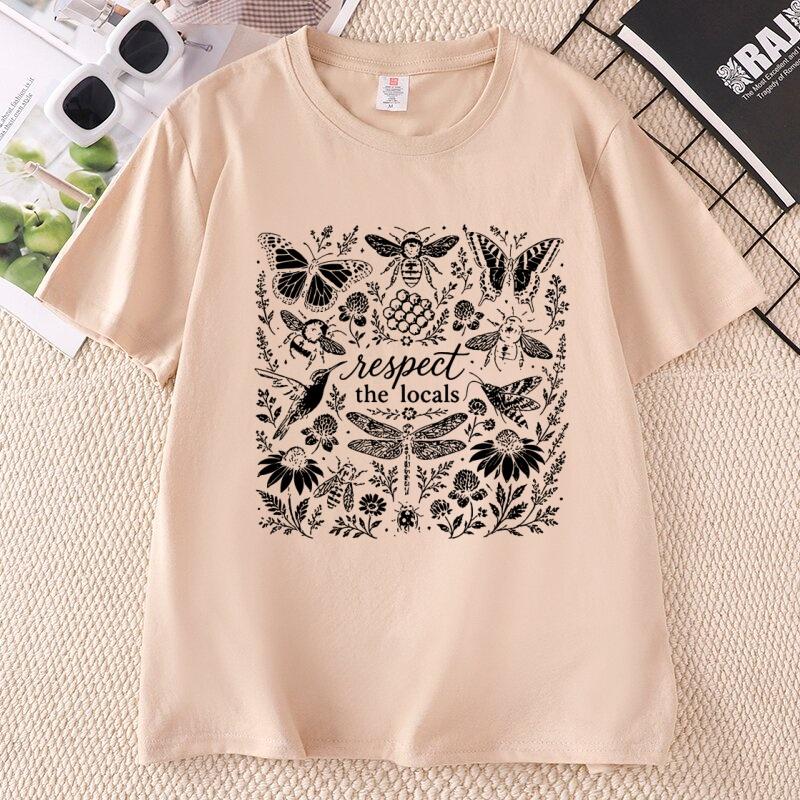 Respect The Locals TShirt for Unisex Unisex Save The Bees Tee Nature Lover Butterfly Gardener Printed T Shirts Unisex Clothing