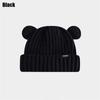 New Fashion Knitted Hat Women Girl Cute Bear Ear Knitted Hat Autumn Winter Warm Hat Couple Hat Elastic Woolen Knitted Hat Black