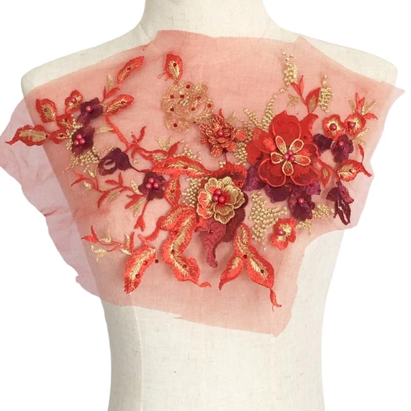 Embroidered Sequins Flower Applique Patches for Clothing Bags Handcraft Decoration Polyester Materials