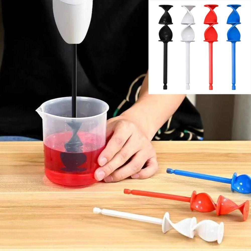 

4PCS Hex Shank Epoxy Resin Mixer Helix Design Paint Stirring Rod Durable Electric Mixing Paddle синій