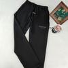 Calças Jogger Masculinas de Algodão com Forro de Fleece, Corte Reto Solto, Estampa de Letras Metálicas, Streetwear Casual