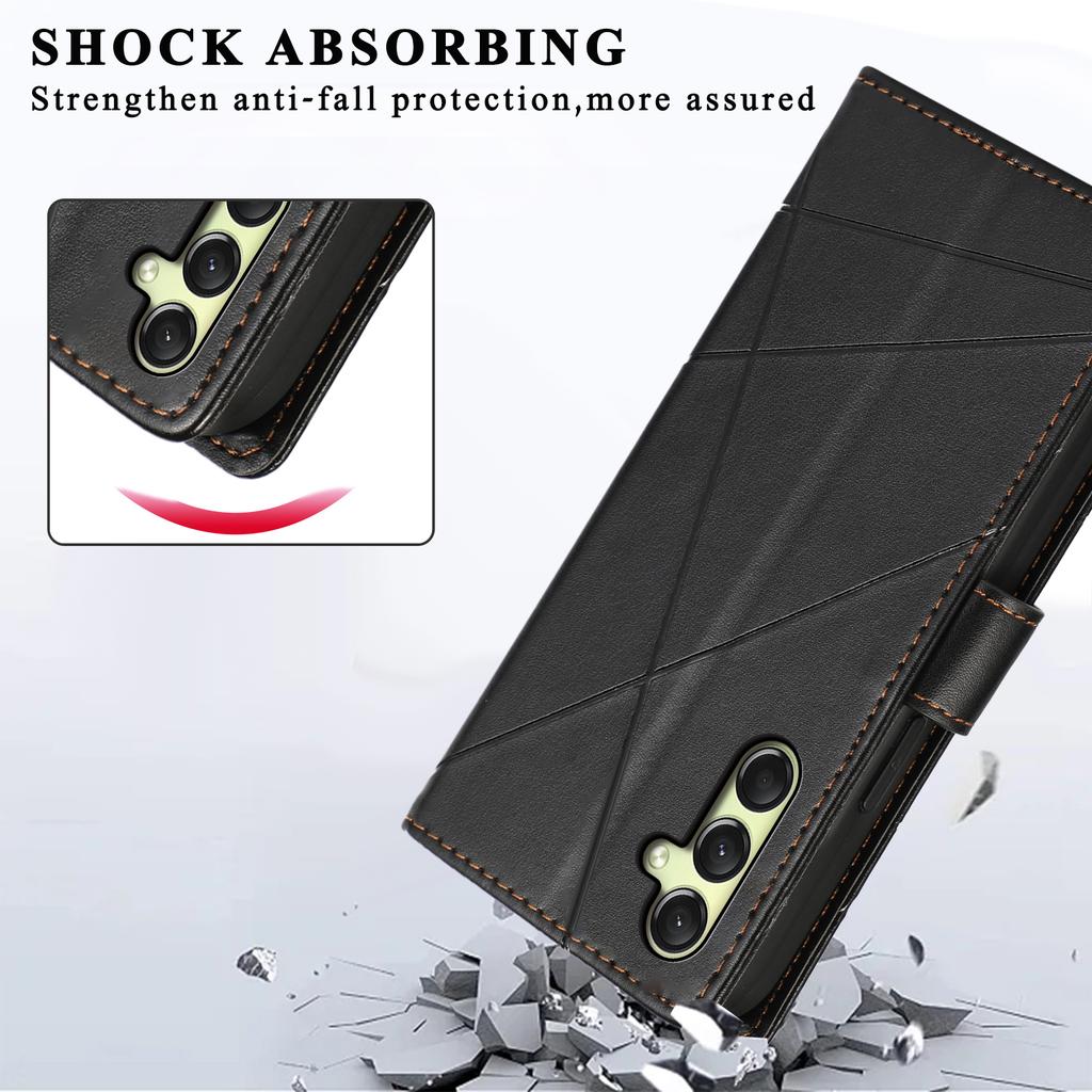 DF-06 Handyhülle für Samsung Galaxy A36 5G mit Linienprägung Leder Wallet Cover