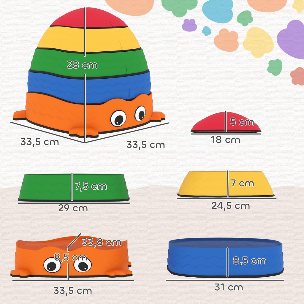 5PCS Sensory Stepping Stones for Toddlers, Frog-Shaped Kids Stepping Stones Set with Anti-Slip Edging for Ages 2-8