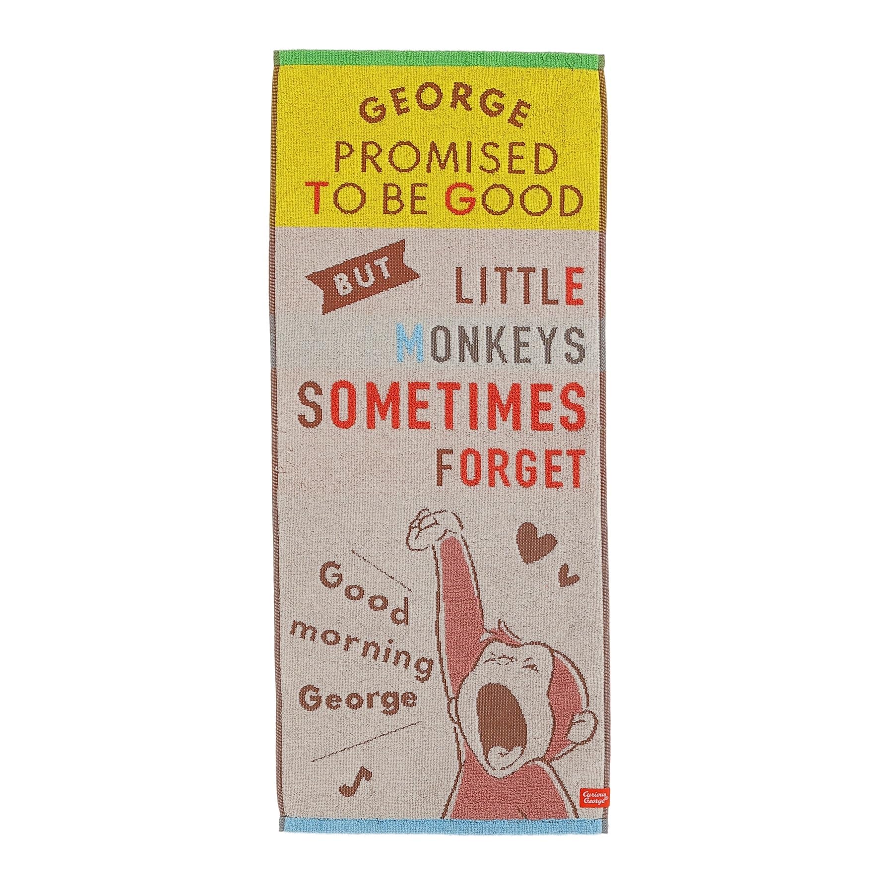 Marushin Curious George Face Organic Antibacterial and 4765041800 Towel, Stretching, Cotton, Deodorizing,