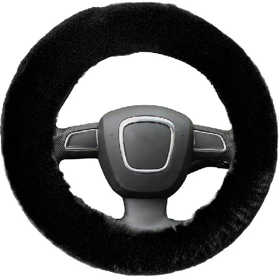 Fluffy Steering Wheel Cover For Women, YUNXNYC Fuzzy Winter Fashion Wool Fur Soft Furry Steering Wheel Covers Warm Plush Non-Slip Car Decoration