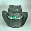 Men Western Cowboy Straw Hat Women Fashion Large Brim Red Straw Hat Party Outdoor Summer Cowgirl Sun Jazz Hat Sombrero Vaquero