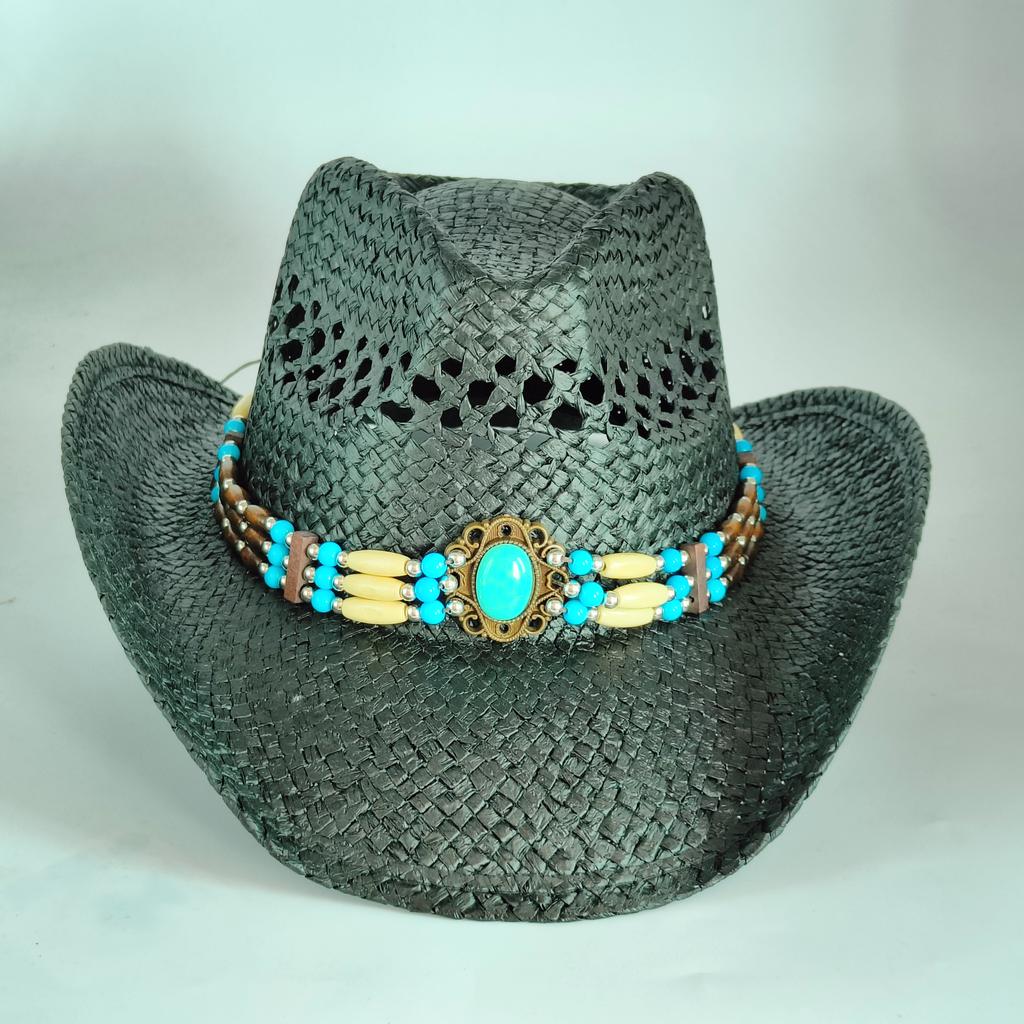 Men Western Cowboy Straw Hat Women Fashion Large Brim Red Straw Hat Party Outdoor Summer Cowgirl Sun Jazz Hat Sombrero Vaquero