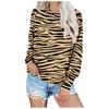 Fashion Women Loose Leopard Stripes Printed Blouse Long Sleeves T-Shirt Tops
