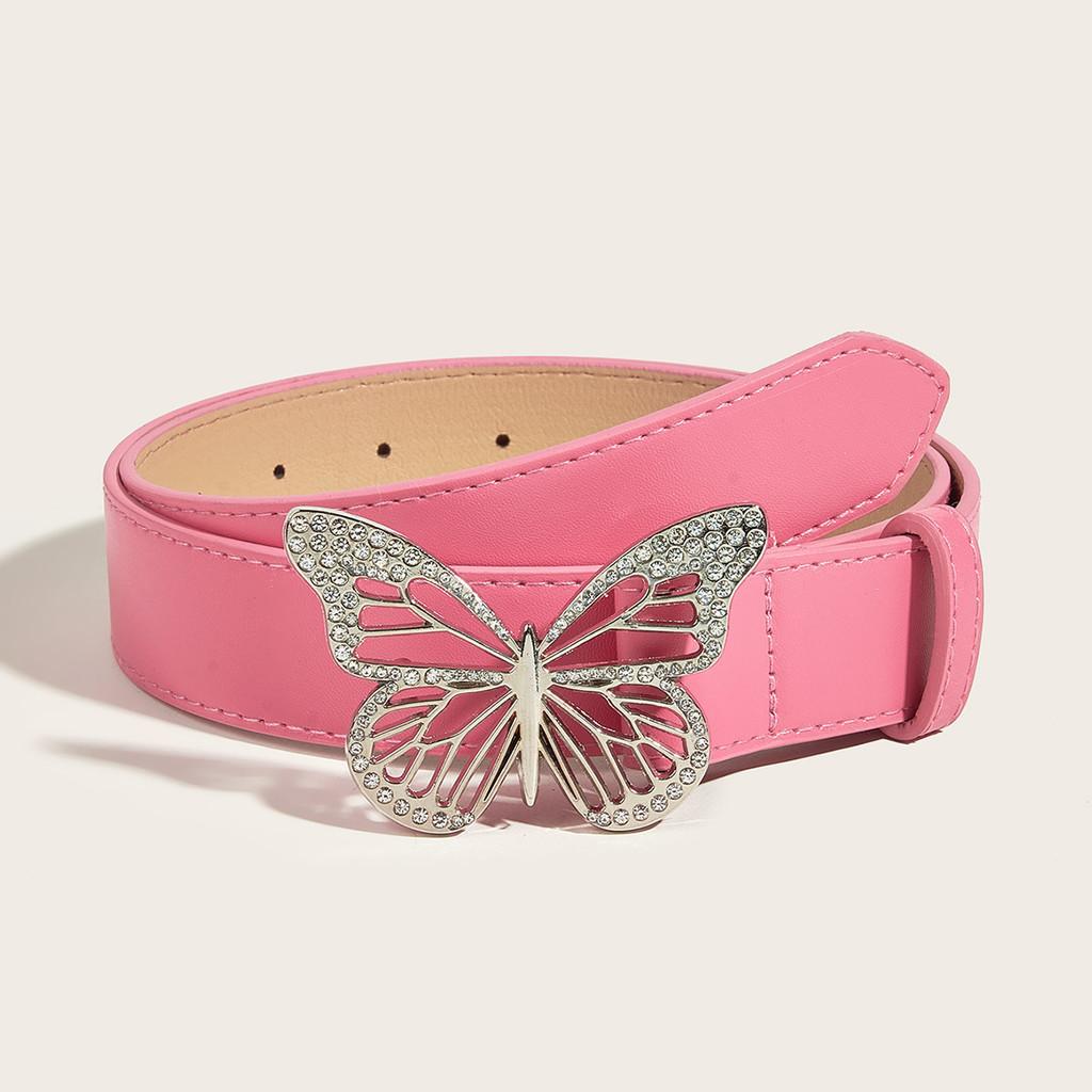 Simple And Stylish Metal Butterfly Rhinestone Belt For Women