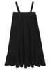 XITAO Solid Color Pleated Suspender Dress WLD8071