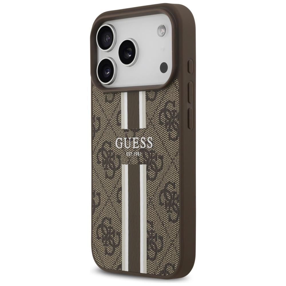 Guess 4G Printed Stripes MagSafe case for iPhone 17 Pro brown
