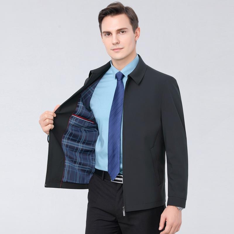 Spring and Autumn Men's Lapel Jacket Executive Leadership Jacket Business Casual Dad Wear Civil Servant Jacket