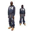 Oversized Hooded Sweatshirt With Bold Number Print Washed Gradient Blue Heavyweight French Terry Unisex Fall Casual Top