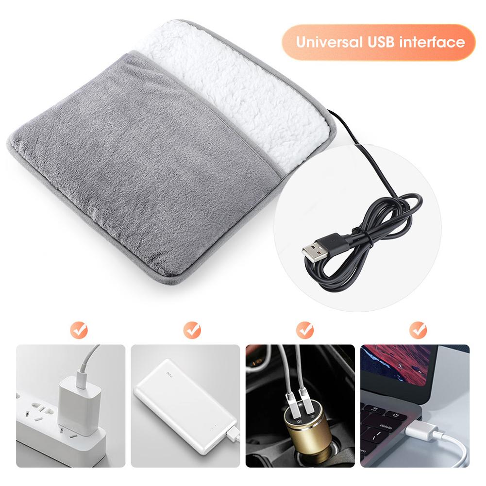 Winter Electric Foot Heating Pad USB Charging Washable Soft Plush Foot Heater Home Office Foot Warming Mat Winter Office Heater