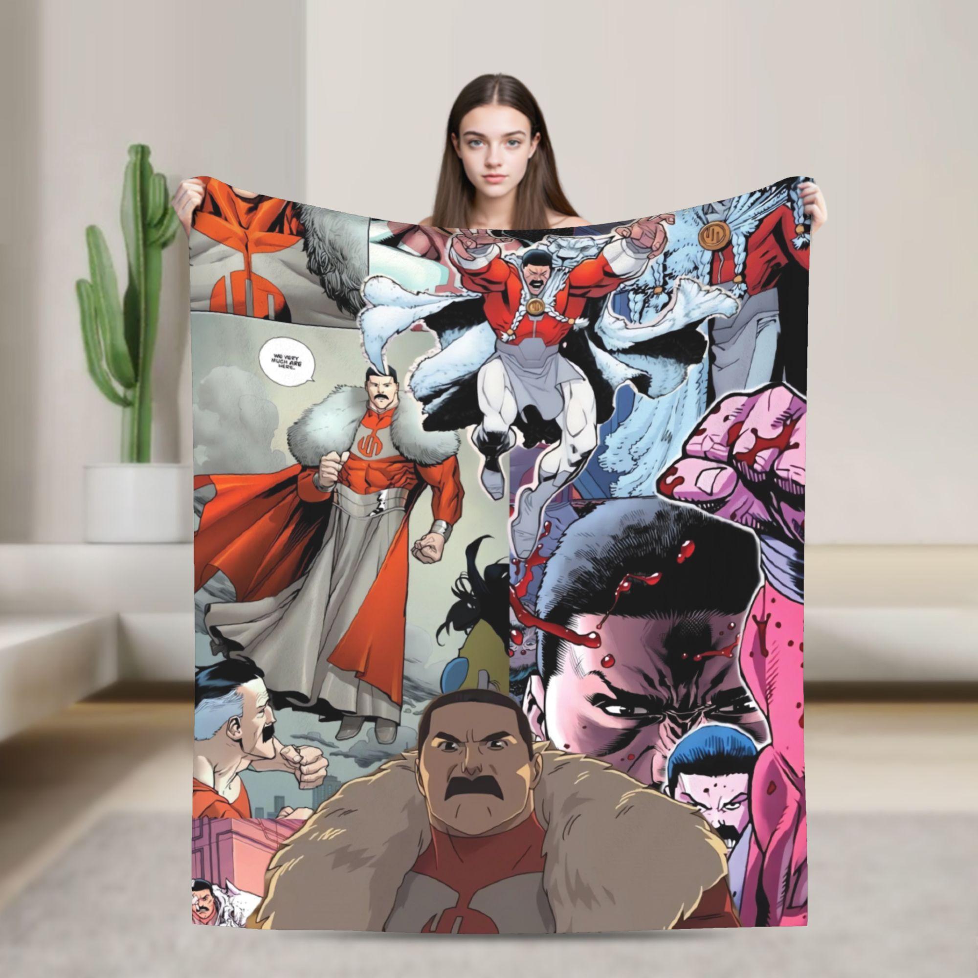 Invincible Omni-Man Fight Print Blanket Travel Flannel Throw Blanket For Couch Chair Warm Soft Design Quality Bedspread Gift 75X95CM