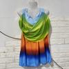 2Pcs/Set Backless Swimsuit Sexy Plus Size Rainbow Print Tankini Set for Beach