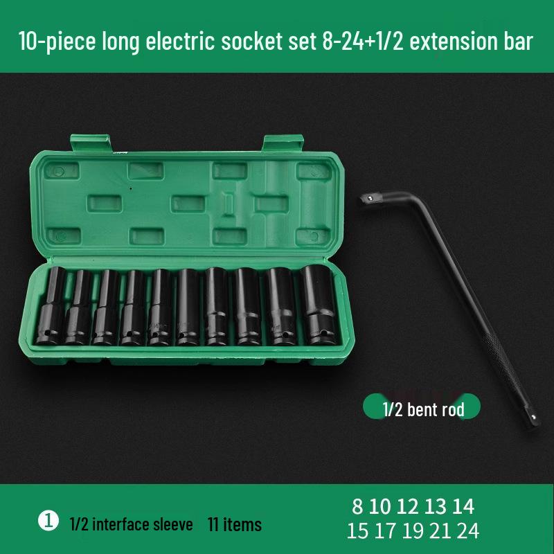 Comprehensive Electric Wrench Kit: Large, Medium, Small Socket Set with Air and Electric Wrench Tool Attachments