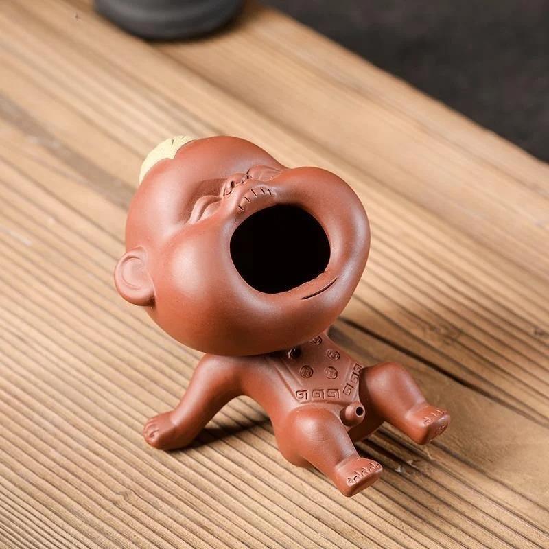 

Creative Purple Clay Urine Children s Tea Pet Home Care Tea Stand Decoration Fun Urine Doll Tea Play Kung Fu Tea Set Accessories 12X8.5cm коричневый