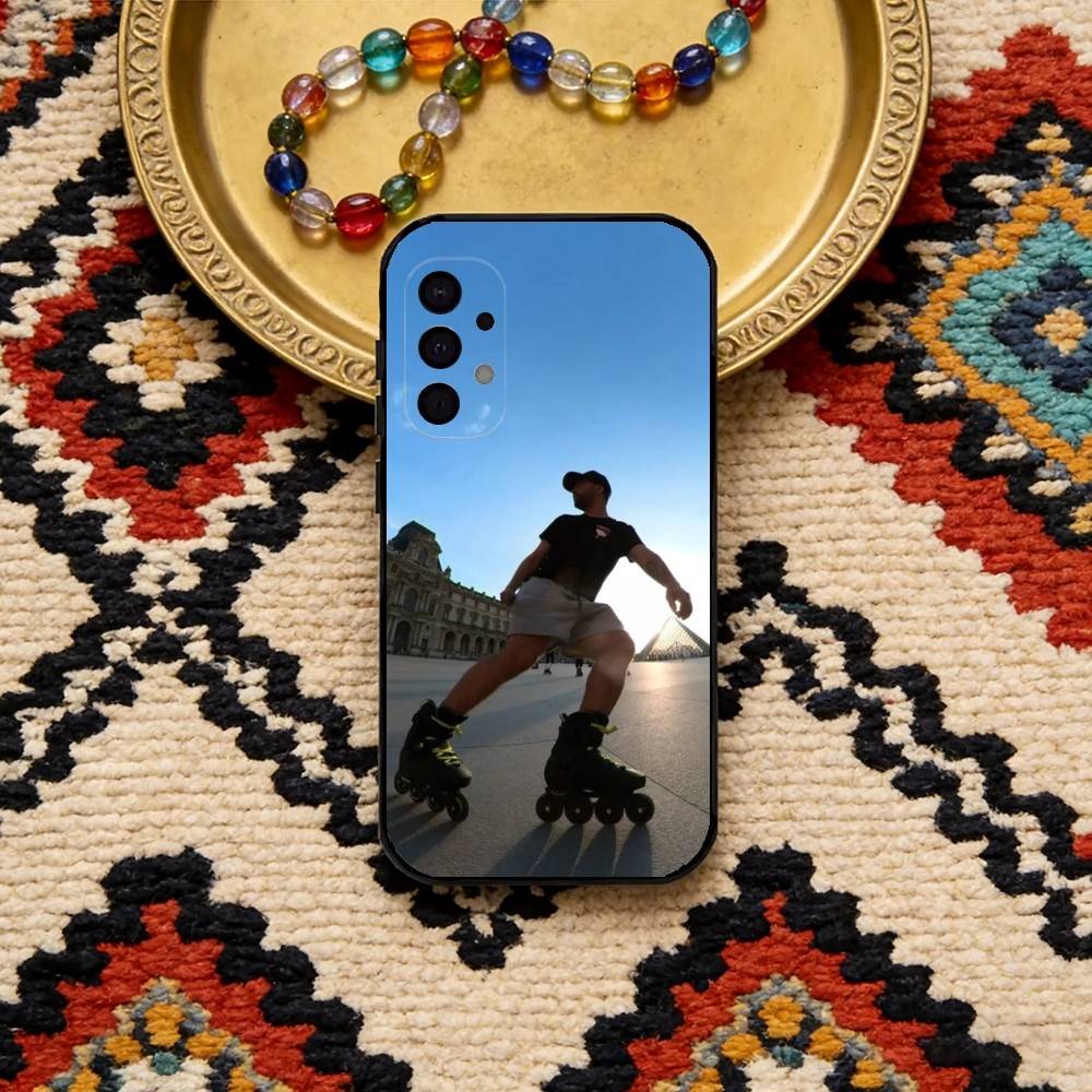 

P-Patin Roller Skating Phone Case For Samsung S25,24,23,22,30,21,10,9,Ultra,Plus,FE 5G Black Soft Case Samsung S23ULTRA5G