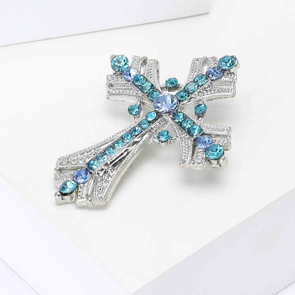 Fashion Creative Alloy Rhinestone Cross Brooch Personality Temperament Women'S Clothing Corsage Ornament Pin