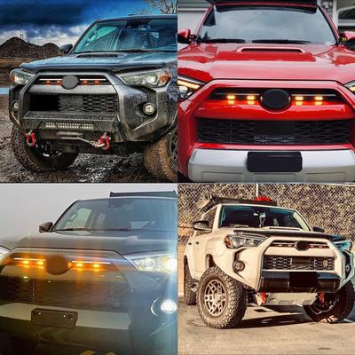 4 יח'\סט אורות גריל קדמי לרכב מתאימים לטויוטה 4runner מנורת איתות שטח שונה אוטומטית אורות גריל קדמיים עם רתמה