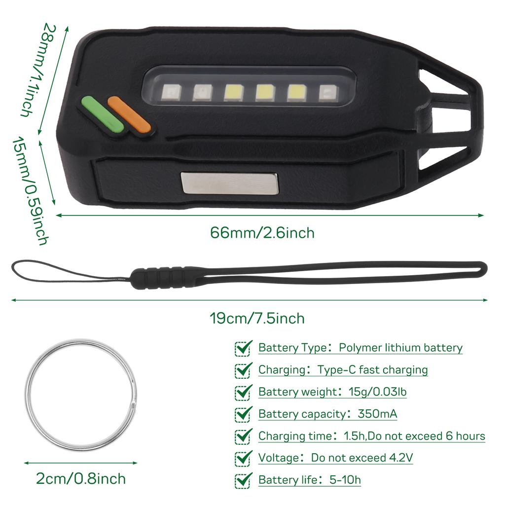 Rechargeable LED Keychain Flashlight USB-C Rechargeable 600Lm Portable Mini Torch Light Pocket Lantern Flood Work Light