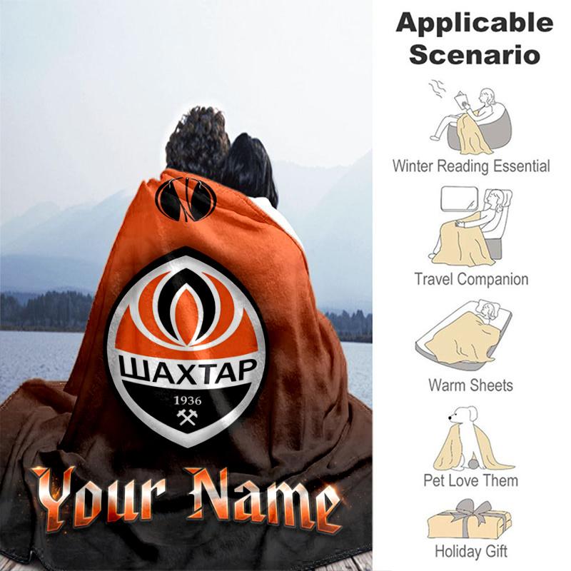 Custom Personalized Blanket Shakhtar Crest Soft Throw Blanket, Suitable for Family and Friends, Sofa Blanket,Home Decor Christmas gift