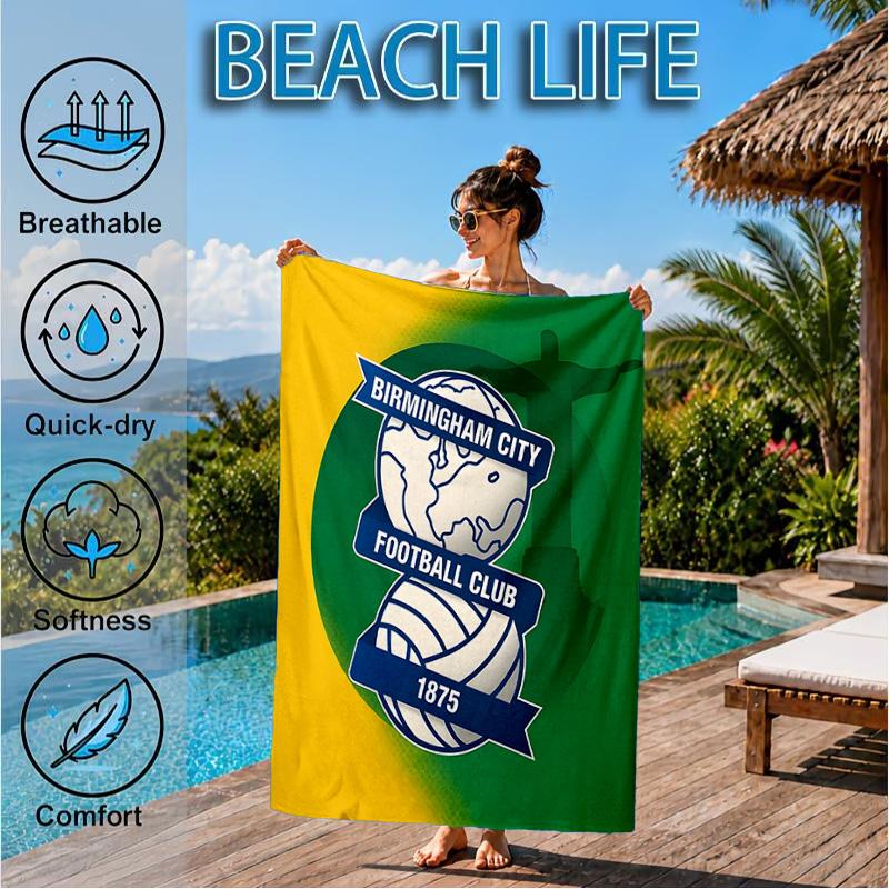 Birming-ham Football Club Bedrucktes Mikrofaser-Strandtuch, Weich und Saugfähig, Schnelltrocknend, Ideal für Sommerreisen, Strand-Essentials, Schwimmbad