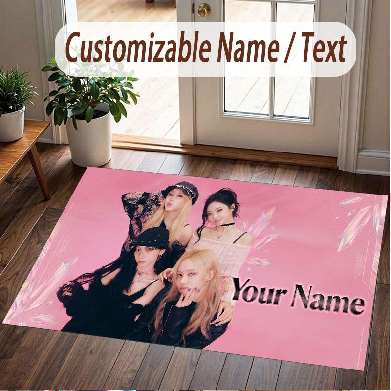 Custom Name Crystal Velvet Rug,aespa Comfortable Anti Slip Floor Mat For Room Decoration