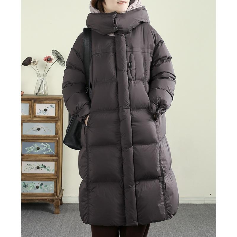 

Довга бавовняна куртка з капюшоном вище коліна для жінок Зимова Нова Повсякденна Вільна Бавовняна Куртка XL фіолетовий