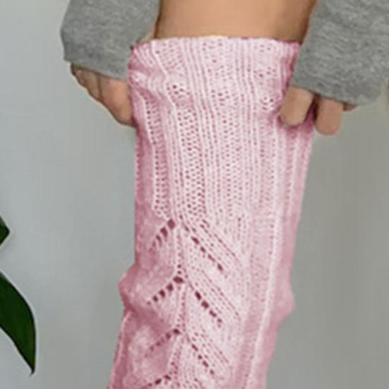 1 Pereche Șosete Tricotate Culoare Solidă Design Ajurat Peste Genunchi Șosete Respirabile Confortabile Design High-Top Șosete Toamnă Iarnă