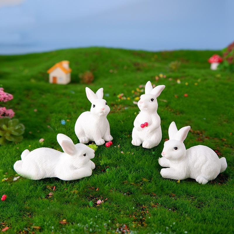 Easter Rabbit Resin Handicraft Small Ornaments DIY Micro Landscape Bonsai Figurines Mini Ecological Bottle Succulent Accessories